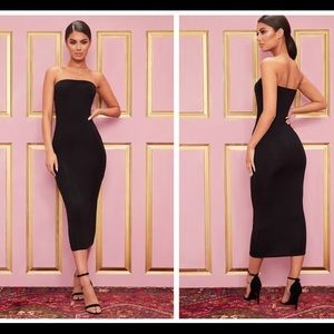 black bandeau pretty little thing dress